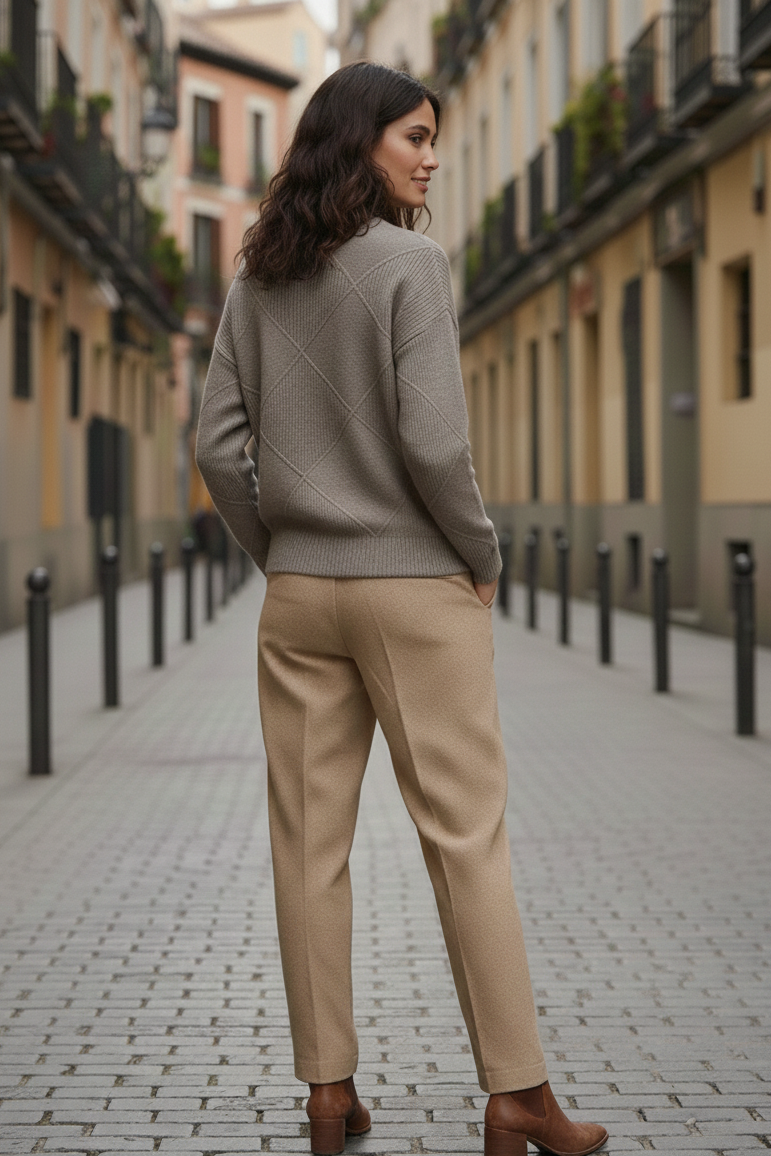 Rollkragenpullover aus Rippstrick für Damen | Elin – Hellbraun