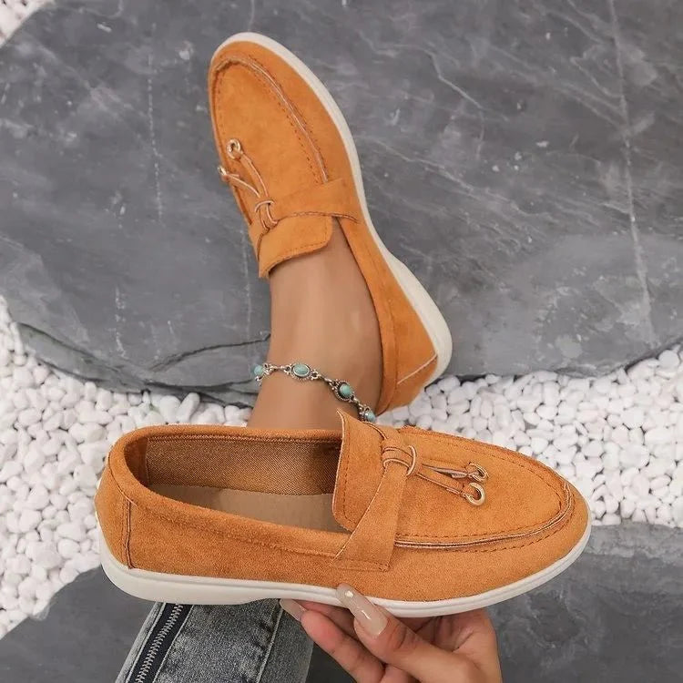 Alicia | Women's Slip-On Loafers with Decorative Lacing | Textured Surface 