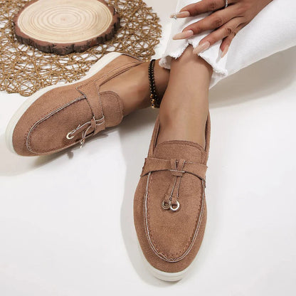 Alicia | Women's Slip-On Loafers with Decorative Lacing | Textured Surface 
