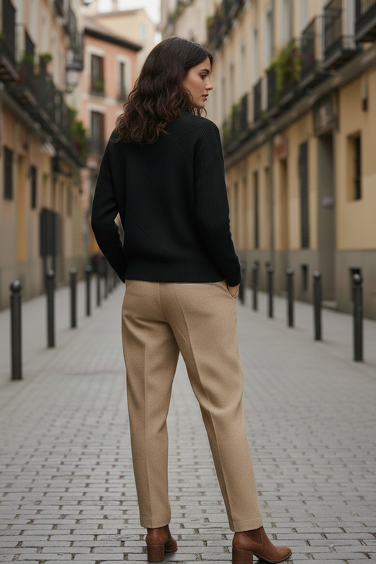 Rollkragenpullover aus Rippstrick für Damen | Mara – Schwarz