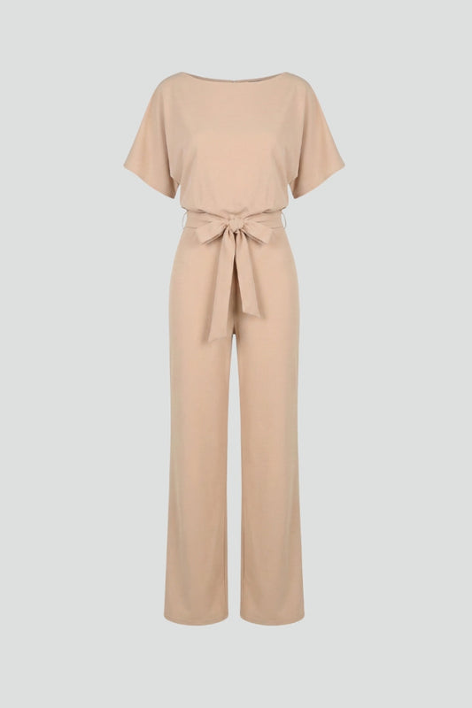 Liliana | Damen Jumpsuit mit weitem Bein und Bindegürtel