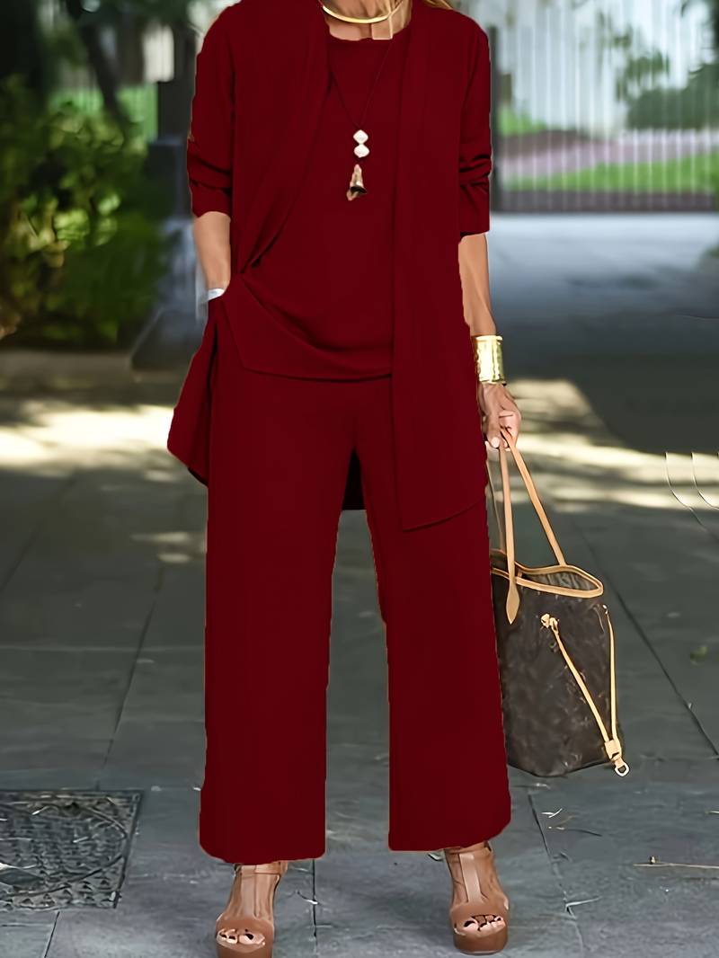 Erika | Damen Dreiteiliges Set mit Rundhals und Hose
