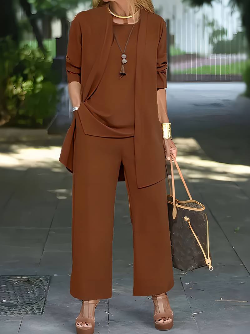 Erika | Damen Dreiteiliges Set mit Rundhals und Hose