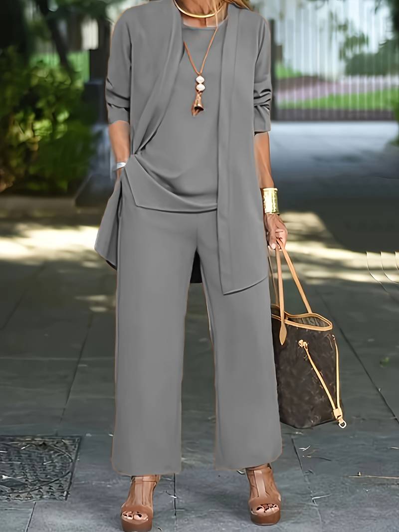 Erika | Damen Dreiteiliges Set mit Rundhals und Hose