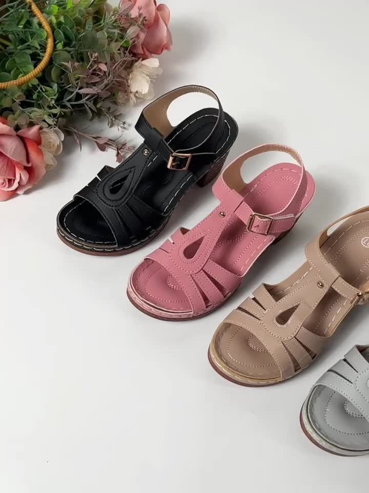 Alessia | Orthopedic Sandals with Block Heel and Buckle
