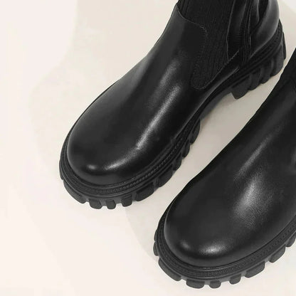 Karin | Damen trendige stilvolle kniehohe Stiefel mit Reißverschluss