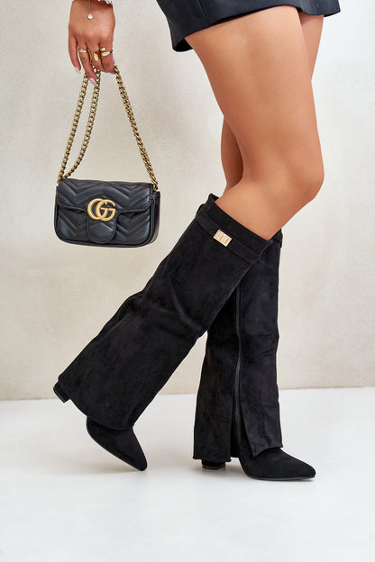 Vreni | Damen elegante kniehohe Stiefel mit Schnalle