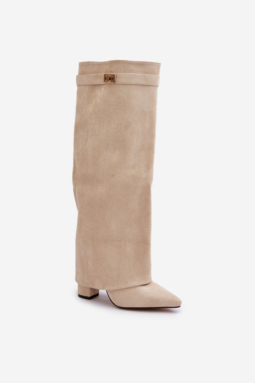Vreni | Damen elegante kniehohe Stiefel mit Schnalle