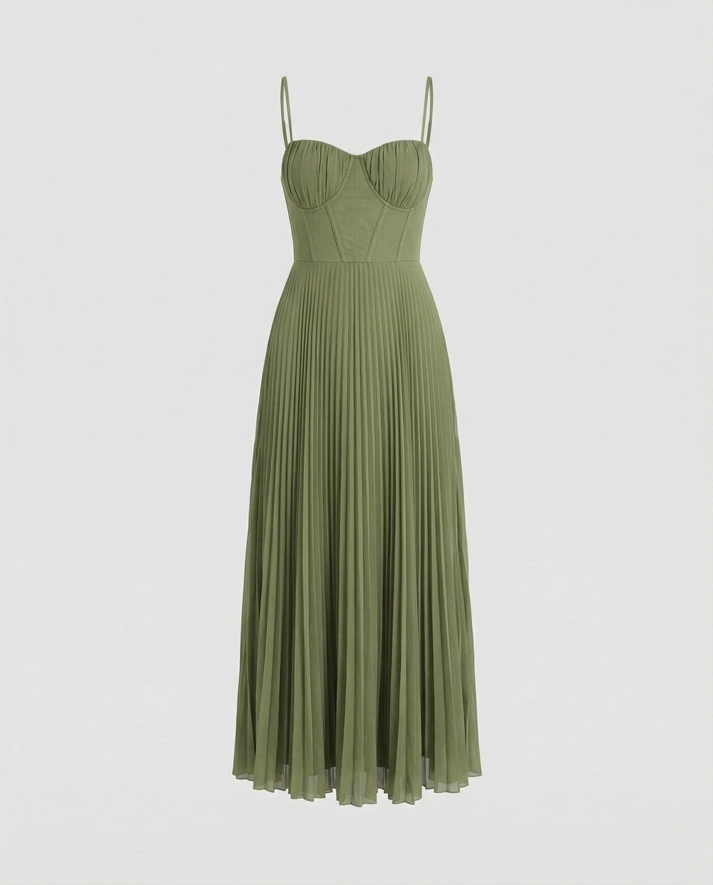 Beatrice | Midikleid mit Spaghettiträgern und Plisseerock