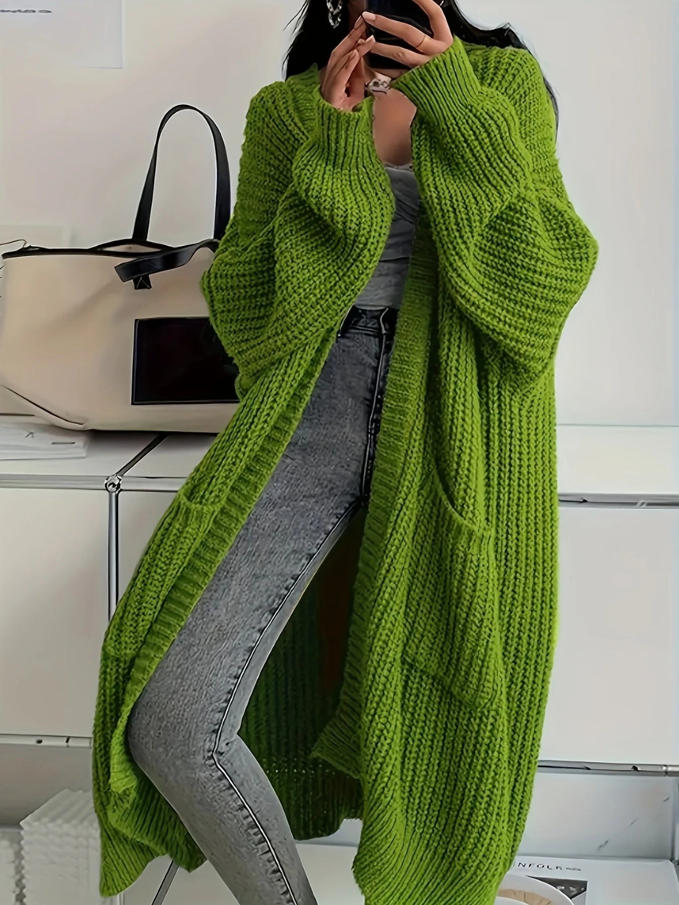 Karin | Damen Oversized langer Strickmantel