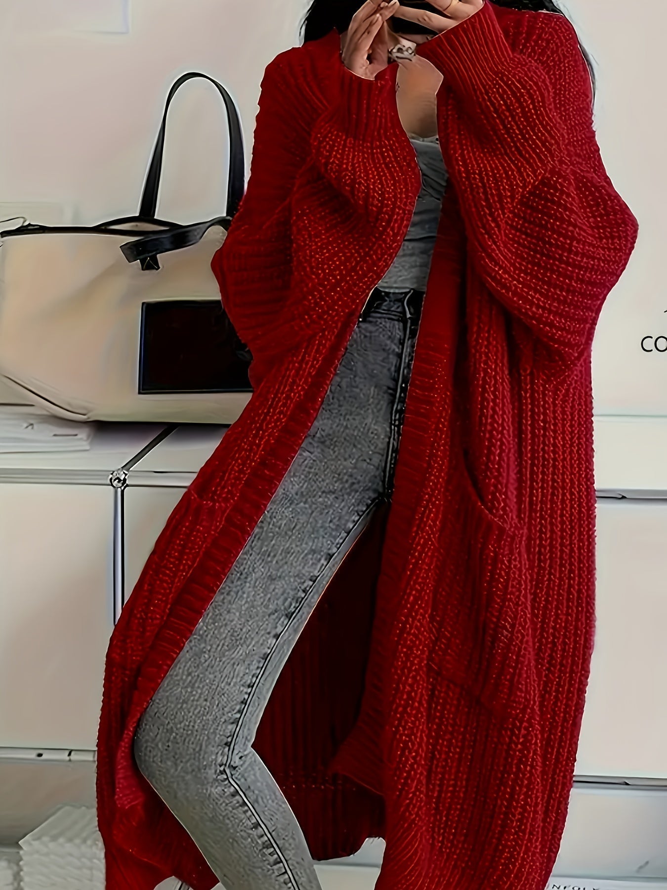 Karin | Damen Oversized langer Strickmantel