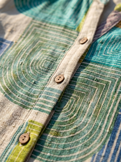 Christa | Damen Kleid mit Knopfleiste und geometrischem Muster