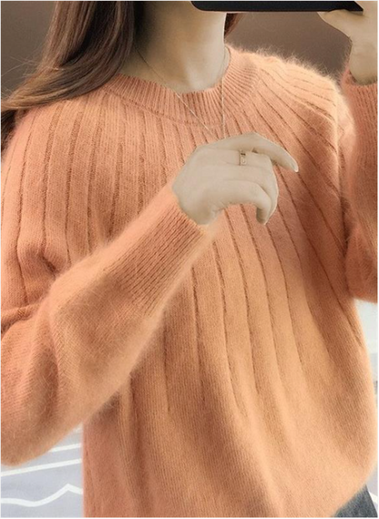 Melanie | Flauschiger Strickpullover aus Kaschmir mit Rippstruktur