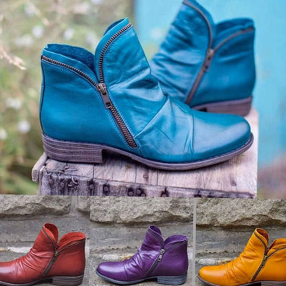 Brigitte | Damen gefaltete Stiefeletten mit Reißverschluss