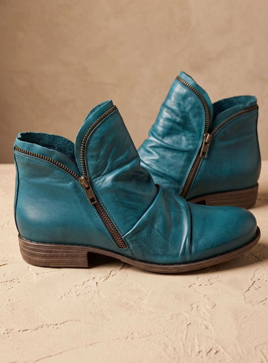 Brigitte | Damen gefaltete Stiefeletten mit Reißverschluss