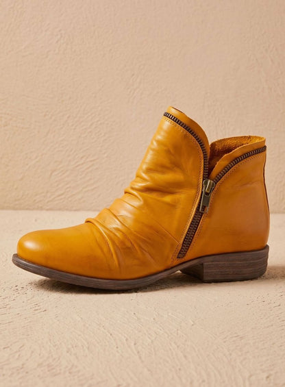 Brigitte | Damen gefaltete Stiefeletten mit Reißverschluss