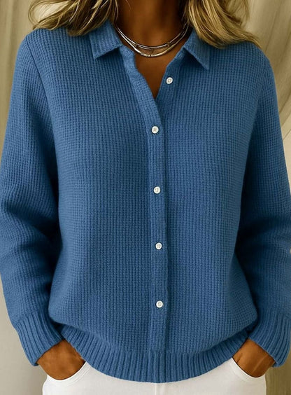 Sarah | Damen taillierter Cardigan mit Hemdkragen