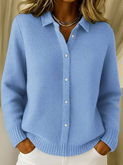 Sarah | Damen taillierter Cardigan mit Hemdkragen