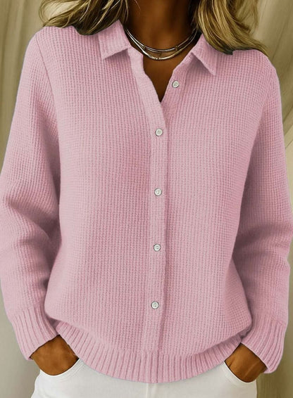 Sarah | Damen taillierter Cardigan mit Hemdkragen
