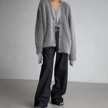 Julia | Damen Oversized Strickjacke mit V-Ausschnitt