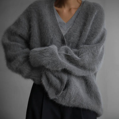Julia | Damen Oversized Strickjacke mit V-Ausschnitt