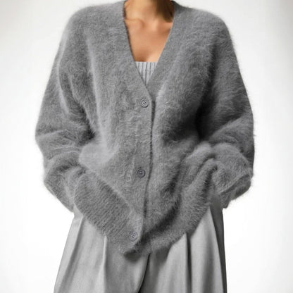 Julia | Damen Oversized Strickjacke mit V-Ausschnitt