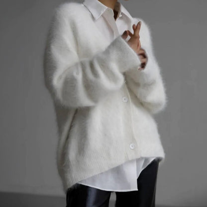 Julia | Damen Oversized Strickjacke mit V-Ausschnitt