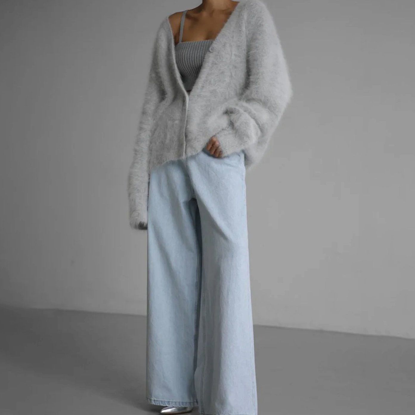 Julia | Damen Oversized Strickjacke mit V-Ausschnitt