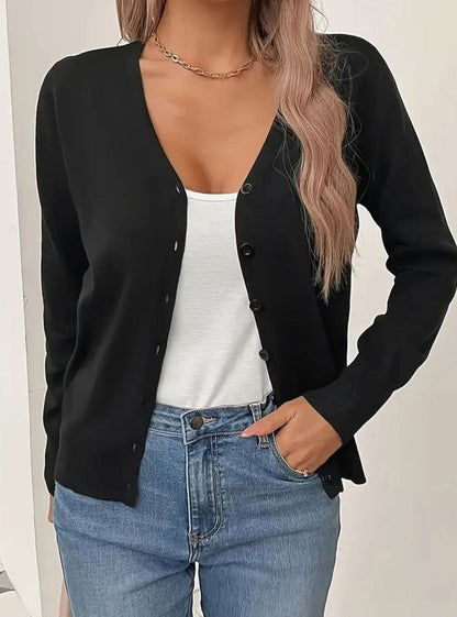 Lea | Damen Strickjacke mit V-Ausschnitt