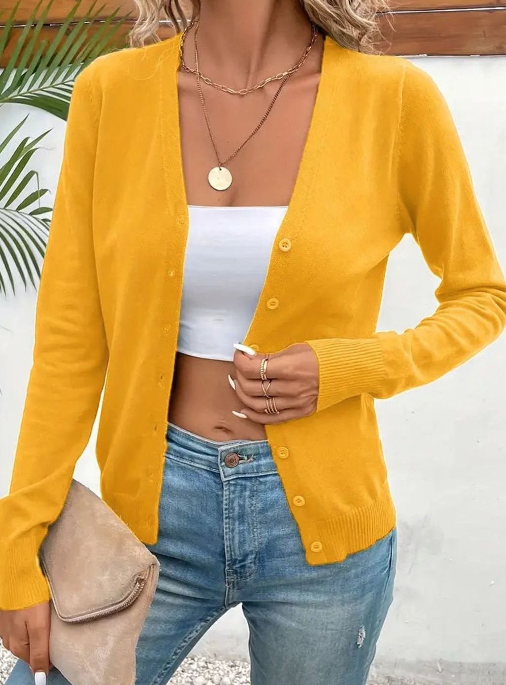 Lea | Damen Strickjacke mit V-Ausschnitt