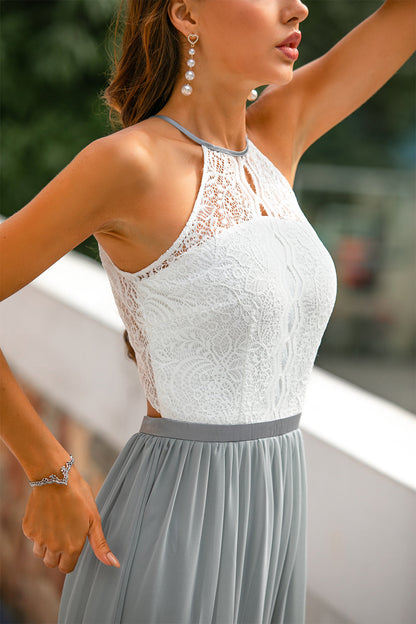 Bettina | Schickes Damen-Neckholder-Maxikleid mit Spitze