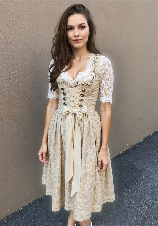 Hannah | Dirndlkleid mit Spitze und Schnürmieder vorne