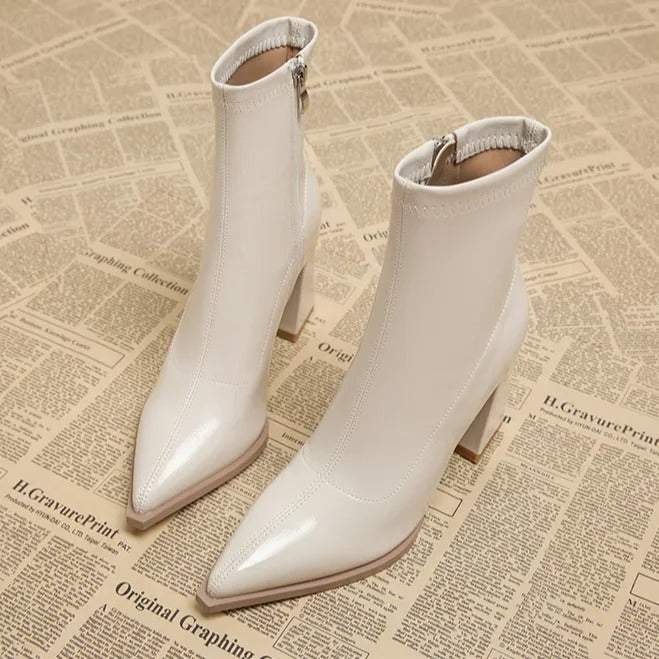 Verena | Damen luxuriöse Stiefeletten mit spitzer Toe und Blockabsatz