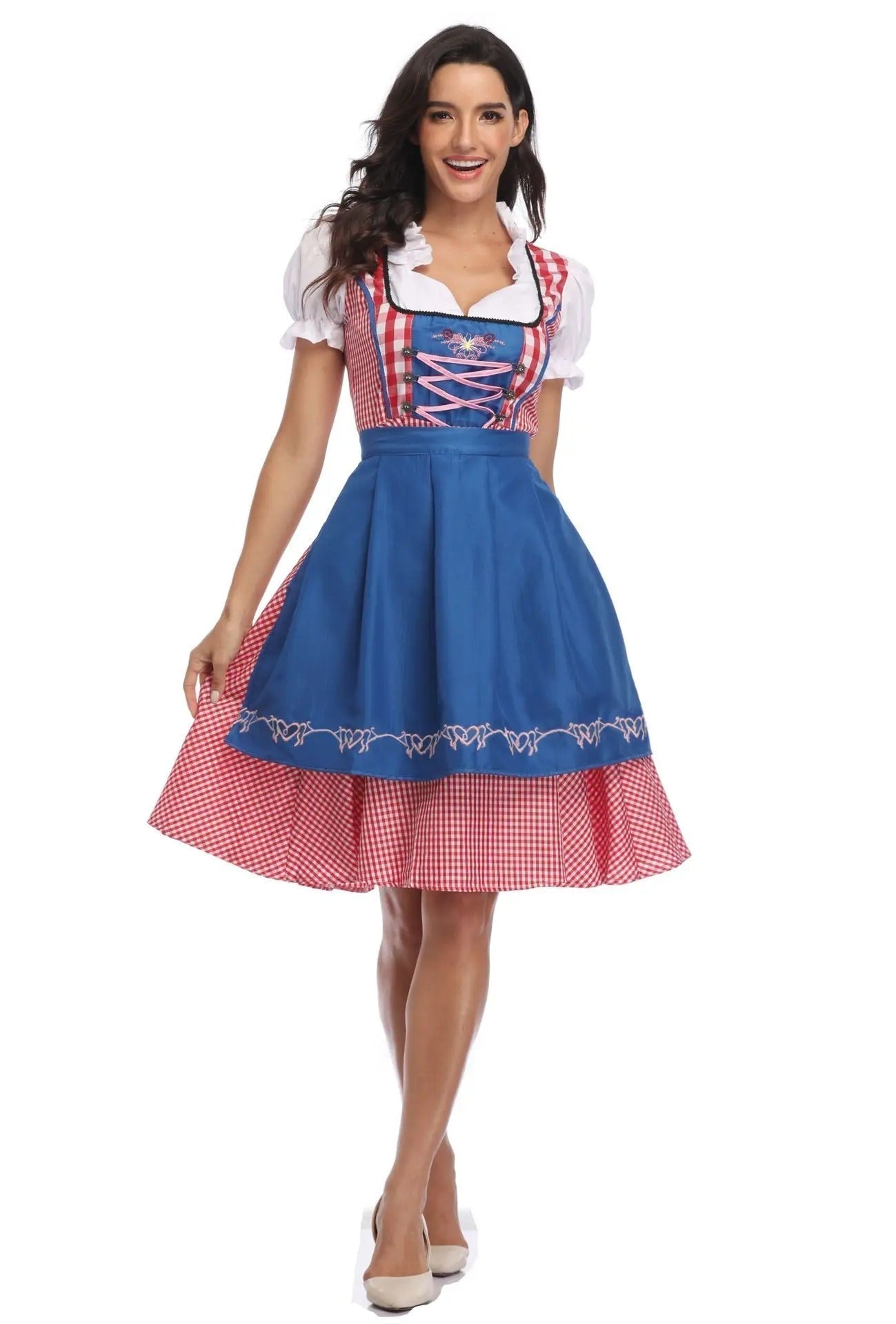 Lena | Dirndlkleid mit Schnürung und karierter Rockpartie