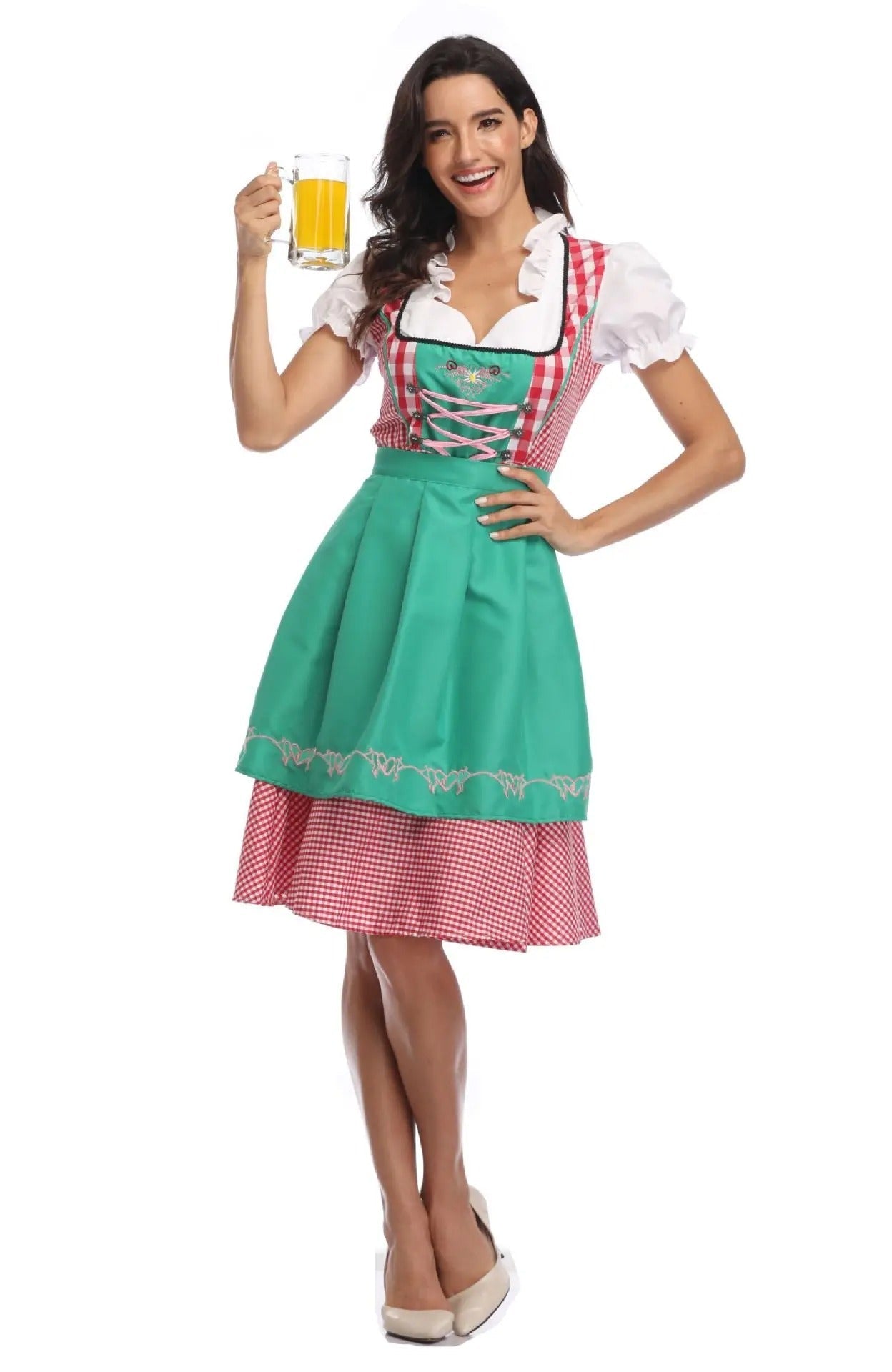 Lena | Dirndlkleid mit Schnürung und karierter Rockpartie