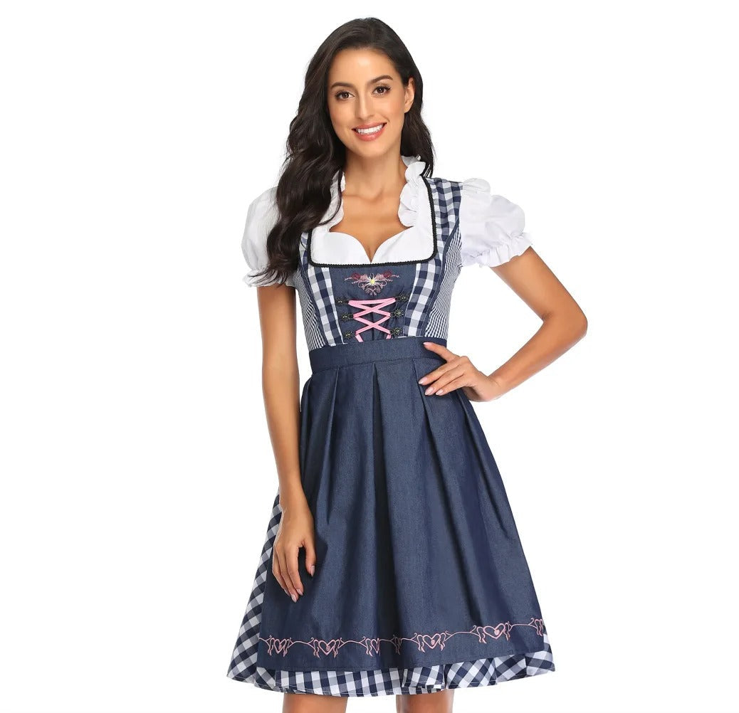 Lena | Dirndlkleid mit Schnürung und karierter Rockpartie