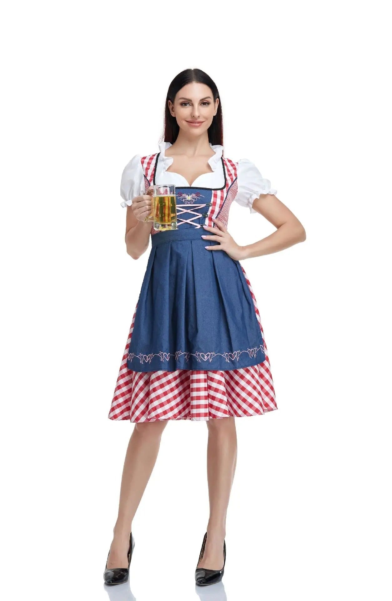 Lena | Dirndlkleid mit Schnürung und karierter Rockpartie
