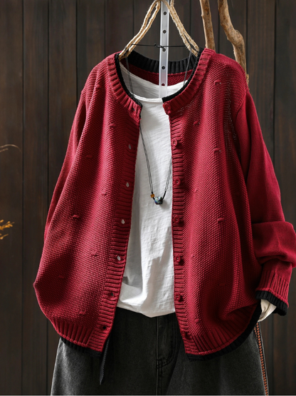 Selina | Damen lockere Strickjacke mit Knöpfen
