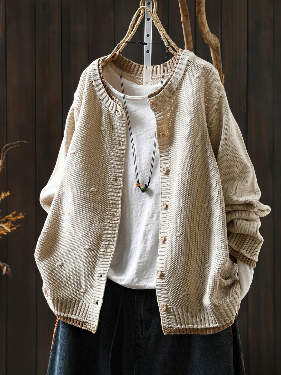 Selina | Damen lockere Strickjacke mit Knöpfen