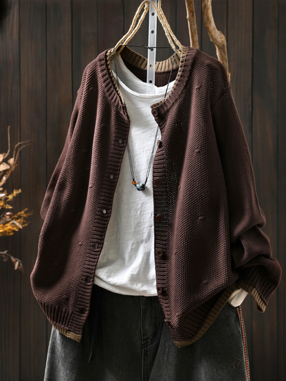 Selina | Damen lockere Strickjacke mit Knöpfen