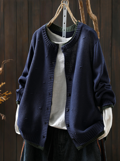 Selina | Damen lockere Strickjacke mit Knöpfen