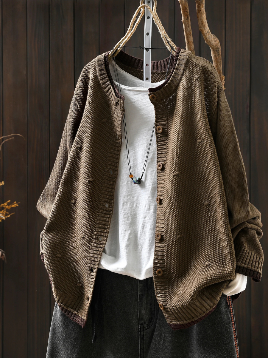 Selina | Damen lockere Strickjacke mit Knöpfen