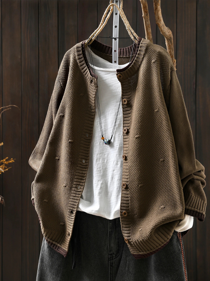 Selina | Damen lockere Strickjacke mit Knöpfen