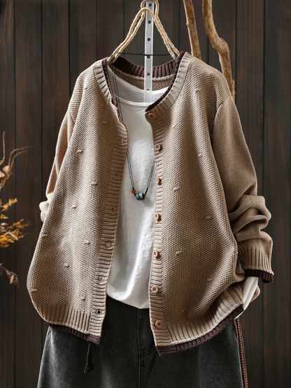 Selina | Damen lockere Strickjacke mit Knöpfen