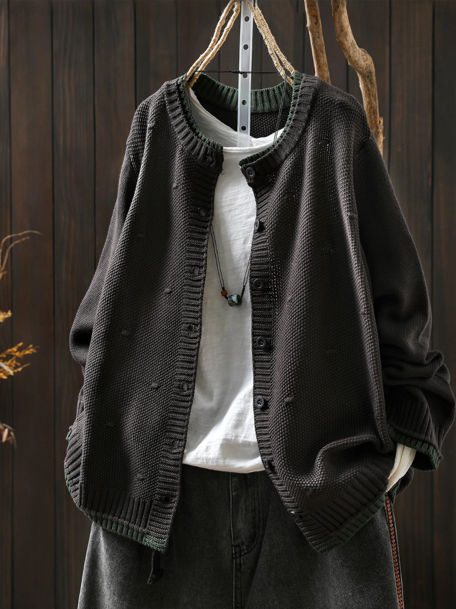 Selina | Damen lockere Strickjacke mit Knöpfen