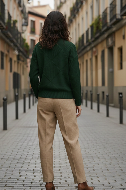 Rollkragenpullover aus Rippstrick für Damen | Lea – Olivgrün