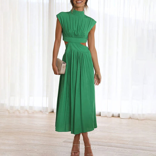 Ismira | Damen Midikleid mit ärmellosem Design und fließendem Schnitt