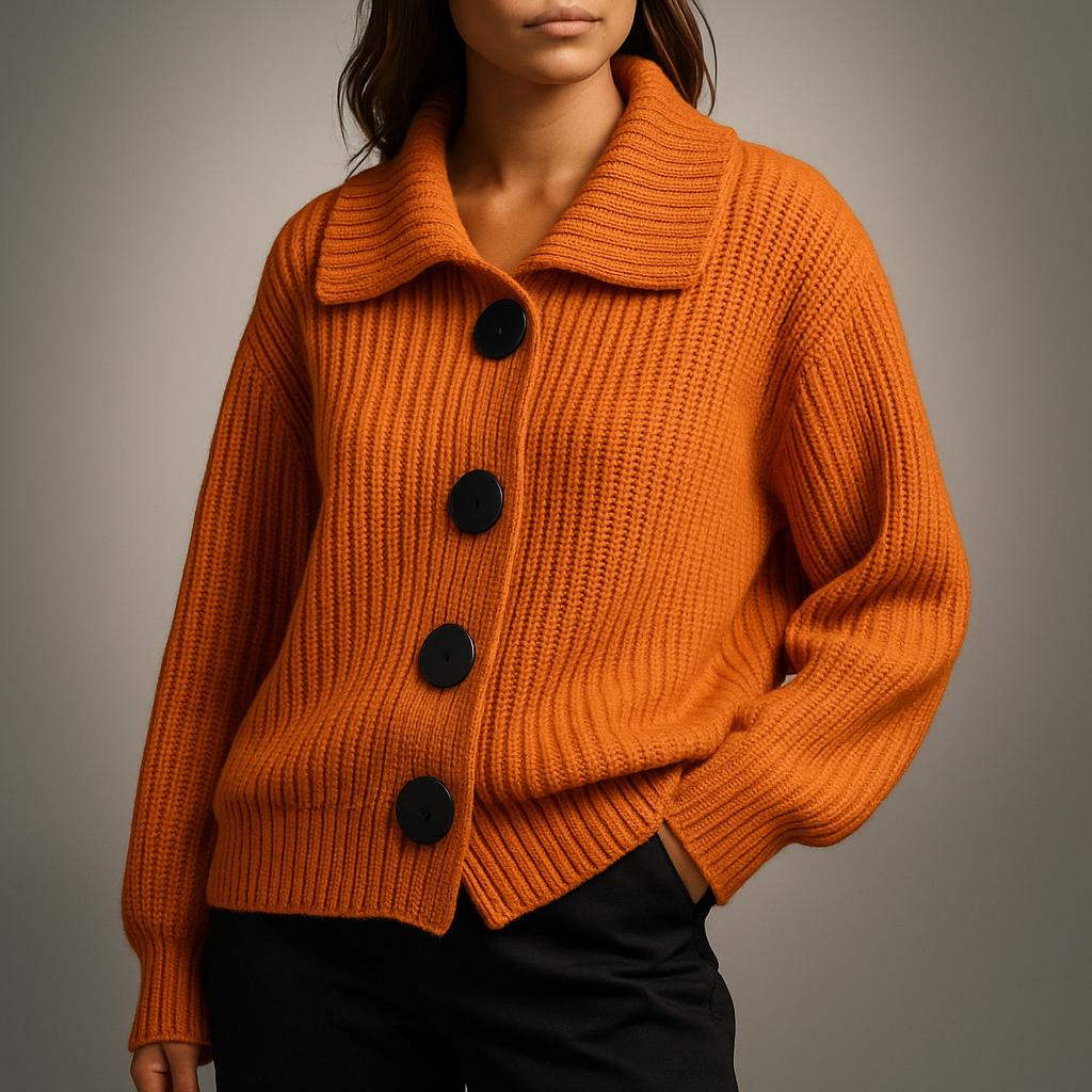 Christina | Damen Oversized-Strickjacke mit großen Knöpfen