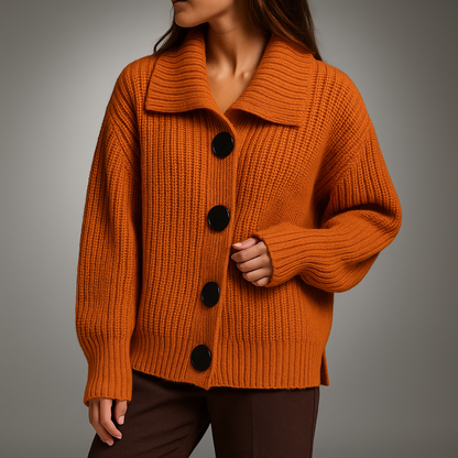 Christina | Damen Oversized-Strickjacke mit großen Knöpfen
