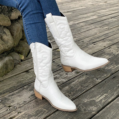 Alice | Damen metallische Western-Stiefeletten mit Absatz